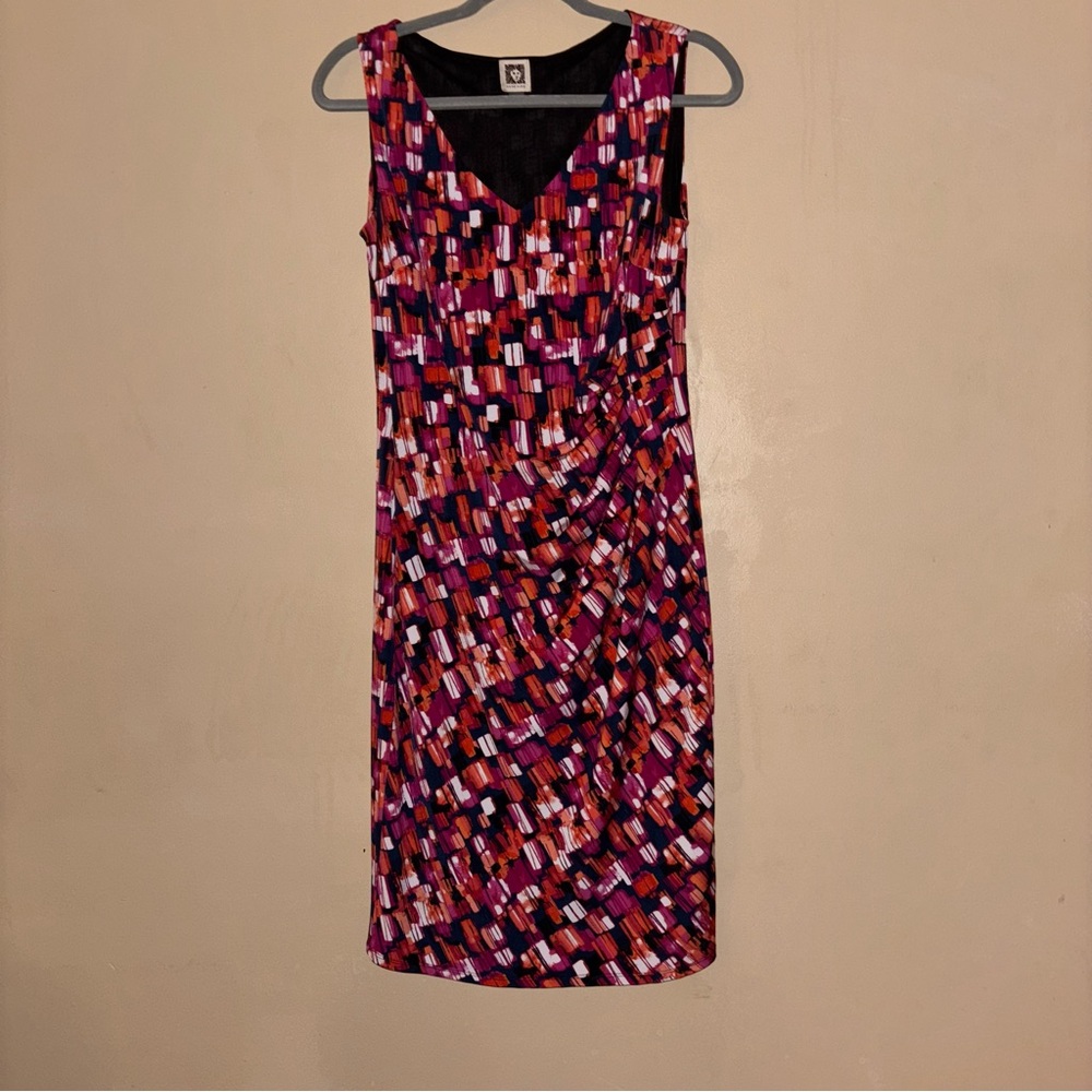 Anne Klein Abstract Multicolor Sleeveless Dress Size 8